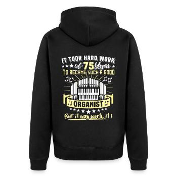 Organist 75. Geburtstag 75 Jahre Orgelspieler - Unisex Premium Bio Zip Hoodie - Schwarz - Hinten - Nico (187cm)