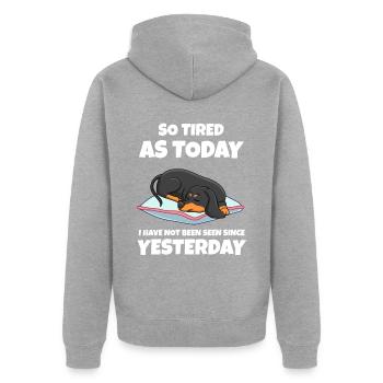 Sleeping Sweet Gift - Unisex Premium Organic Zip Hoodie - heather grey - Back - Nico (187cm)