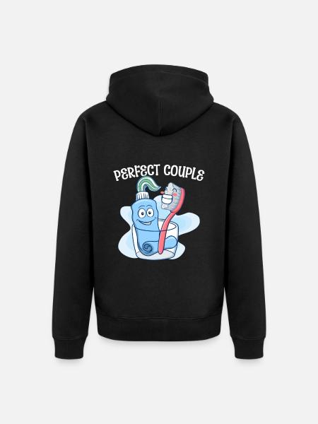 Pair Toothbrush Toothpaste Sweet - Unisex Premium Organic Zip Hoodie - black