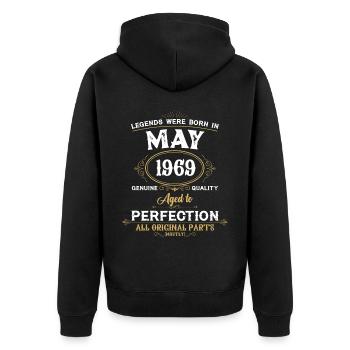 Les légendes sont nées en mai 1956 - Veste à capuche bio Premium Unisexe - noir - Dos - Nico (187cm)