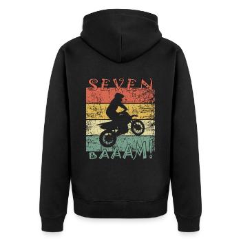7. Geburtstag Motocross 7 Jahre Jungen Mädchen - Unisex Premium Bio Zip Hoodie - Schwarz - Hinten - Nico (187cm)