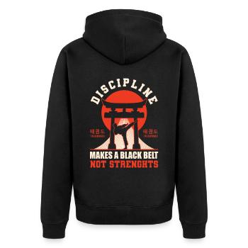 TKD Korean Martial Arts Tae Kwon - Unisex Premium Bio Zip Hoodie - Schwarz - Hinten - Nico (187cm)
