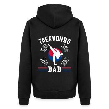 TKD Korean Martial Arts Tae Kwon - Unisex Premium Bio Zip Hoodie - Schwarz - Hinten - Nico (187cm)