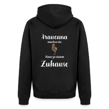 Araucana Hühner I Hühnerrasse Huhn Motiv für - Unisex Premium Bio Zip Hoodie - Schwarz - Hinten - Nico (187cm)