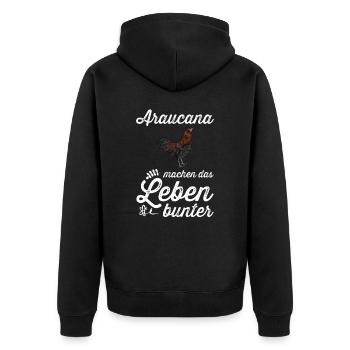 Araucana Hühner I Hühnerrasse Huhn Motiv für - Unisex Premium Bio Zip Hoodie - Schwarz - Hinten - Nico (187cm)