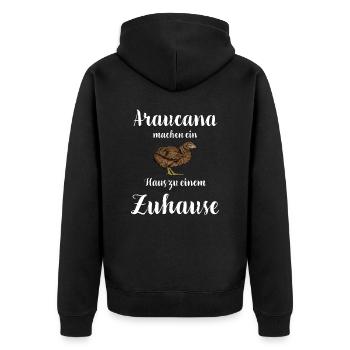 Araucana Hühner I Hühnerrasse Huhn Motiv für - Unisex Premium Bio Zip Hoodie - Schwarz - Hinten - Nico (187cm)