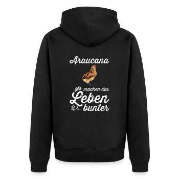 Araucana Hühner I Hühnerrasse Huhn Motiv für - Unisex Premium Bio Zip Hoodie - Schwarz - Hinten - Nico (187cm)