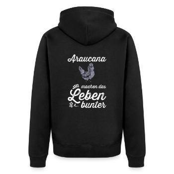 Araucana Hühner I Hühnerrasse Huhn Motiv für - Unisex Premium Bio Zip Hoodie - Schwarz - Hinten - Nico (187cm)