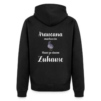 Araucana Hühner I Hühnerrasse Huhn Motiv für - Unisex Premium Bio Zip Hoodie - Schwarz - Hinten - Nico (187cm)