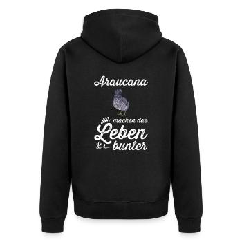 Araucana Hühner I Hühnerrasse Huhn Motiv für - Unisex Premium Bio Zip Hoodie - Schwarz - Hinten - Nico (187cm)