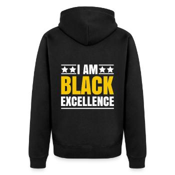 Black Woman African American Pride - Unisex Premium Bio Zip Hoodie - Schwarz - Hinten - Nico (187cm)