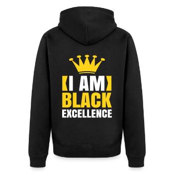 Black Woman African American Pride - Unisex Premium Bio Zip Hoodie - Schwarz - Hinten - Nico (187cm)