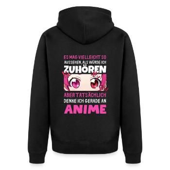 Sarkastisches Kawaii Statement für Manga-Liebhaber - Unisex Premium Bio Zip Hoodie - Schwarz - Hinten - Nico (187cm)