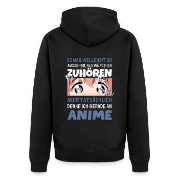 Sarkastisches Kawaii Statement für Manga-Liebhaber - Unisex Premium Bio Zip Hoodie - Schwarz - Hinten - Nico (187cm)