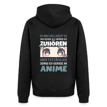 Sarkastisches Kawaii Statement für Manga-Liebhaber - Unisex Premium Bio Zip Hoodie - Schwarz - Hinten - Nico (187cm)
