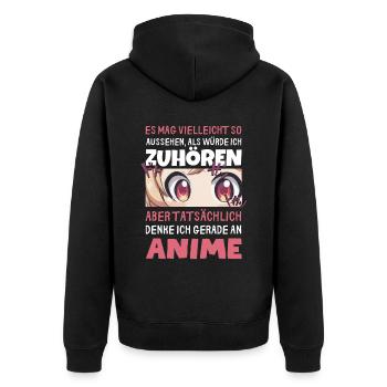 Sarkastisches Kawaii Statement für Manga-Liebhaber - Unisex Premium Bio Zip Hoodie - Schwarz - Hinten - Nico (187cm)
