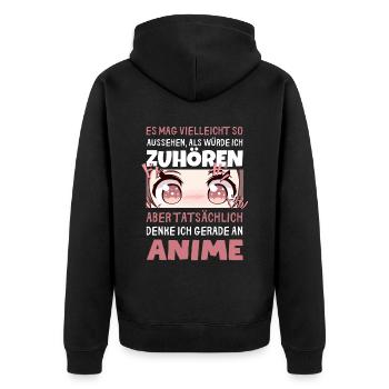 Sarkastisches Kawaii Statement für Manga-Liebhaber - Unisex Premium Bio Zip Hoodie - Schwarz - Hinten - Nico (187cm)