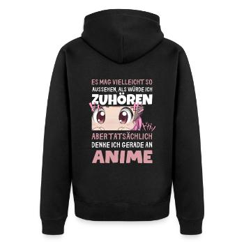 Sarkastisches Kawaii Statement für Manga-Liebhaber - Unisex Premium Bio Zip Hoodie - Schwarz - Hinten - Nico (187cm)