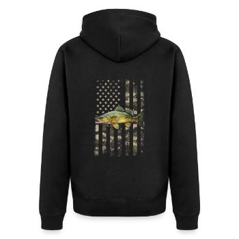 doré jaune drapeau américain, Pêche - Veste à capuche bio Premium Unisexe - noir - Dos - Nico (187cm)