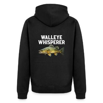 walleye whisperer, Fishing - Unisex Premium Organic Zip Hoodie - black - Back - Nico (187cm)