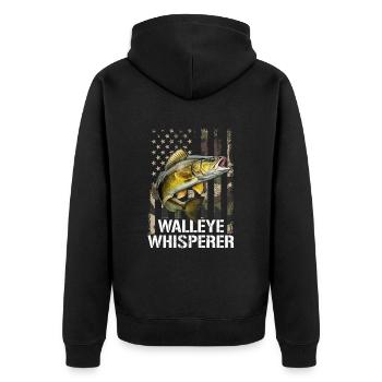 walleye whisperer, fishing - Unisex Premium Organic Zip Hoodie - black - Back - Nico (187cm)