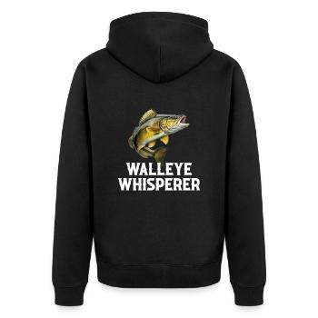 walleye whisperer, fishing - Unisex Premium Organic Zip Hoodie - black - Back - Nico (187cm)