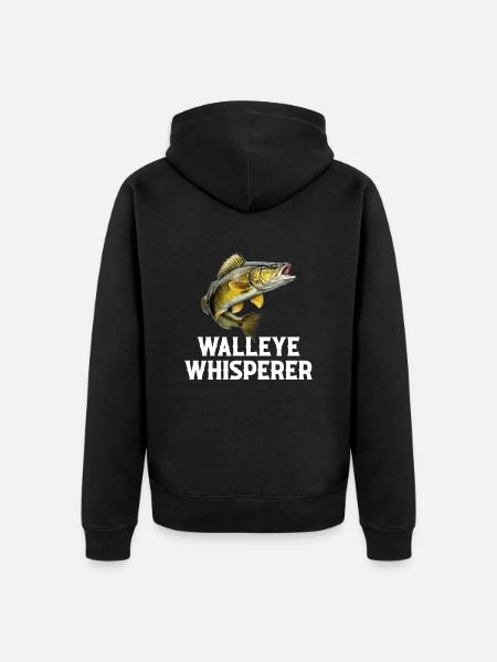 walleye whisperer, fishing - Unisex Premium Organic Zip Hoodie - black