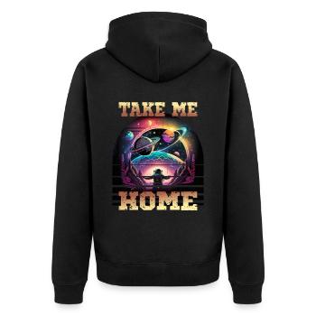 Astronaut Take Me Home für einen Kinder und - Unisex Premium Bio Zip Hoodie - Schwarz - Hinten - Nico (187cm)