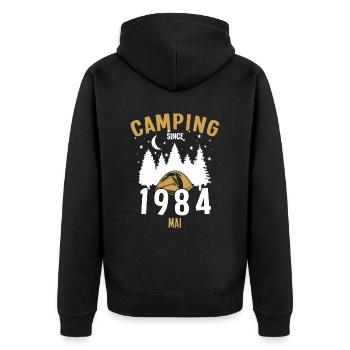 Geburtstag: Camping seit Mai 1984 Zelten - Unisex Premium Bio Zip Hoodie - Schwarz - Hinten - Nico (187cm)
