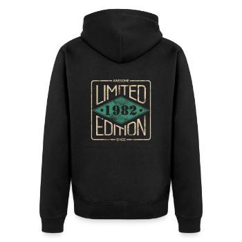 Awesome Since 1982 Retro Vintage Design - Unisex Premium Bio Zip Hoodie - Schwarz - Hinten - Nico (187cm)