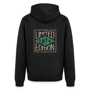 Awesome Since 1974 Retro Vintage Design - Unisex Premium Bio Zip Hoodie - Schwarz - Hinten - Nico (187cm)