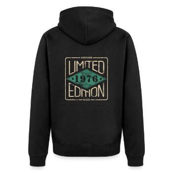 Awesome Since 1976 Retro Vintage Design - Unisex Premium Bio Zip Hoodie - Schwarz - Hinten - Nico (187cm)