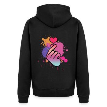 Kpop Finger Korean Popmusik Retro K-Pop - Unisex Premium Bio Zip Hoodie - Schwarz - Hinten - Nico (187cm)