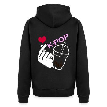 Kpop Bubble Tea Korean Popmusik K-Pop - Unisex Premium Bio Zip Hoodie - Schwarz - Hinten - Nico (187cm)