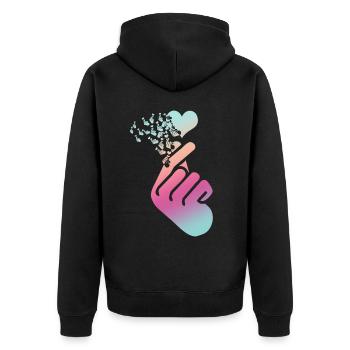 Kpop Heart Korean Popmusic K-Pop - Unisex Premium Bio Zip Hoodie - Schwarz - Hinten - Nico (187cm)