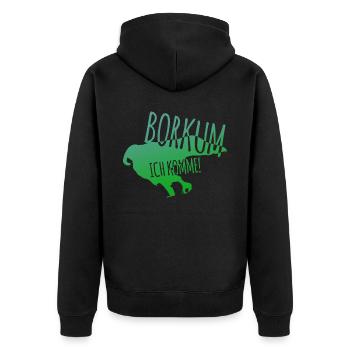 Borkum Urlaub - Unisex Premium Bio Zip Hoodie - Schwarz - Hinten - Nico (187cm)