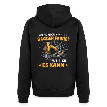 Baggerfuehrer Baggerfahrer - Unisex Premium Bio Zip Hoodie - Schwarz - Hinten - Nico (187cm)