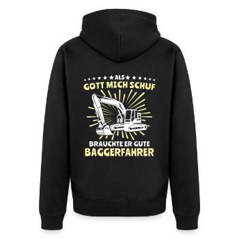 Baggerfuehrer Baggerfahrer - Unisex Premium Bio Zip Hoodie - Schwarz - Hinten - Nico (187cm)