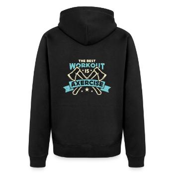 Axe Throwing The Best Workout Is Hatchet Thrower - Unisex Premium Organic Zip Hoodie - black - Back - Nico (187cm)