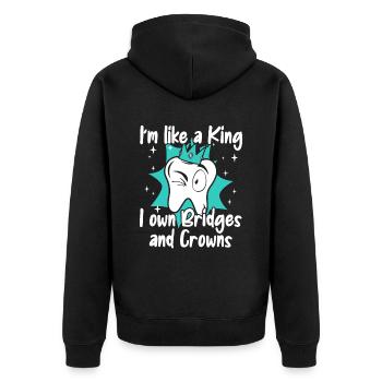 I Own Bridges And Crowns Dental Laboratory Dental Laboratory - Unisex Premium Organic Zip Hoodie - black - Back - Nico (187cm)