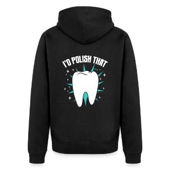 I'd Polish That Dental Laboratory Dental Laboratory - Unisex Premium Organic Zip Hoodie - black - Back - Nico (187cm)