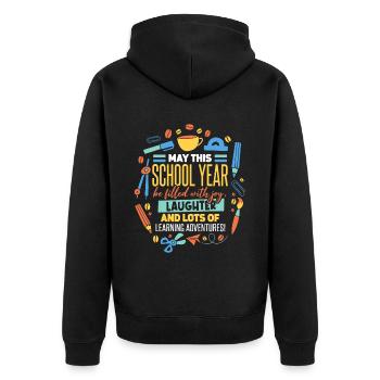 May This School Year Be Filled With Joy - Unisex Premium Organic Zip Hoodie - black - Back - Nico (187cm)