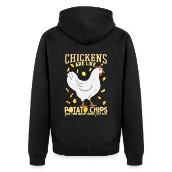 Les poulets sont comme des croustilles - Veste à capuche bio Premium Unisexe - noir - Dos - Nico (187cm)