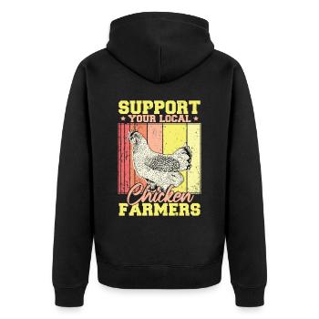Soutenez vos producteurs de poulet locaux - Veste à capuche bio Premium Unisexe - noir - Dos - Nico (187cm)