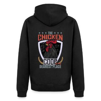 The Chicken Coop Is My Dearest Place - Unisex Premium Organic Zip Hoodie - black - Back - Nico (187cm)