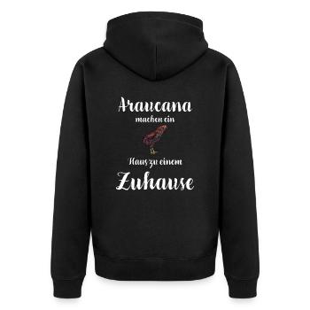 Araucana Hühner I Hühnerrasse Huhn Motiv für - Unisex Premium Bio Zip Hoodie - Schwarz - Hinten - Nico (187cm)