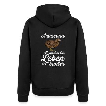 Araucana Hühner I Hühnerrasse Huhn Motiv für - Unisex Premium Bio Zip Hoodie - Schwarz - Hinten - Nico (187cm)