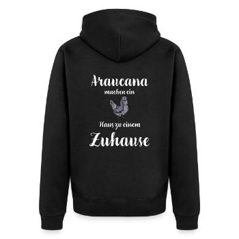 Araucana Hühner I Hühnerrasse Huhn Motiv für - Unisex Premium Bio Zip Hoodie - Schwarz - Hinten - Nico (187cm)