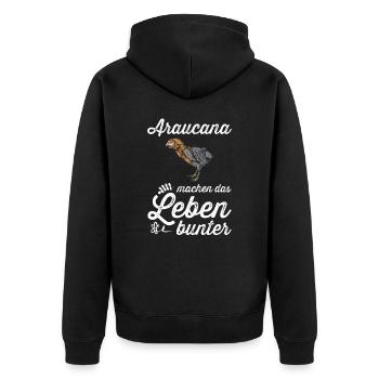 Araucana Hühner I Hühnerrasse Huhn Motiv für - Unisex Premium Bio Zip Hoodie - Schwarz - Hinten - Nico (187cm)