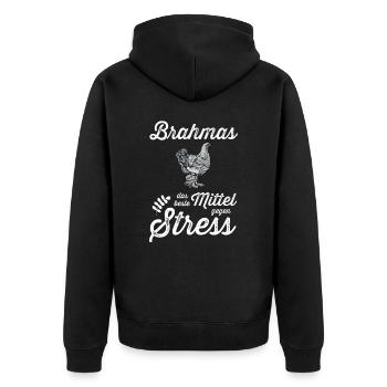Brahma Hühner I Chicken Geflügel Motiv für - Unisex Premium Bio Zip Hoodie - Schwarz - Hinten - Nico (187cm)